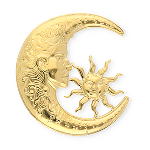 Stainless steel statement brooches moon & sun Gold