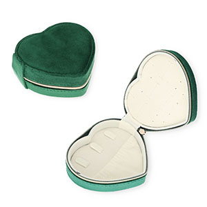 Jewellery travel box heart Emerald Green