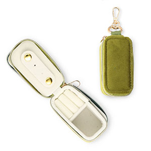 Jewellery travel box with keychain rectangle Olive Green