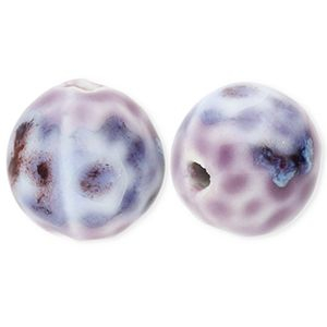 Beads ceramic 15mm with dots Purple-Blue