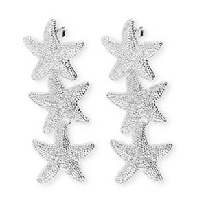Trendy earrings&nbsp;/&nbsp;earpins starfish with stainless steel post Silver