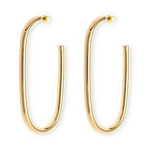 Statement earrings&nbsp;/&nbsp;earpins oval with stainless steel post Gold
