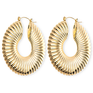 Statement earrings &nbsp;/&nbsp;creoles circle ridged with stainless steel post Gold