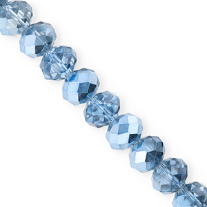 Top faceted beads 12x9mm disc Blue-Pearl Shine Coating