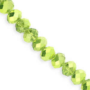 Top faceted beads 12x9mm disc Green-Pearl Shine Coating