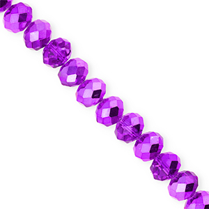 Top faceted beads 8x6mm disc Dark Purple-Pearl Shine Coating