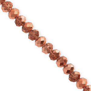Top faceted beads 6x5mm disc Rose Gold-Pearl Shine Coating