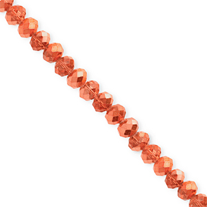 Top faceted beads 4x3mm disc Coral Orange-Pearl Shine Coating
