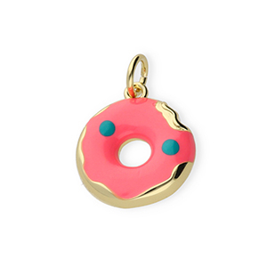 Brass TQ metal charms donut Gold-Neon Pink-Blue