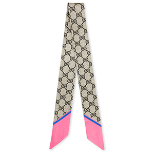 Bandana scarf with "G" pattern Pink-Greige-Dark Brown