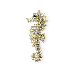 Brooches seahorse with strass Gold-Crystal-Black