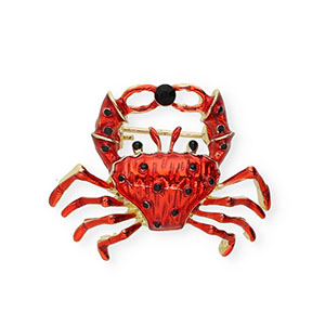 Brooches crab with strass Gold-Red-Black