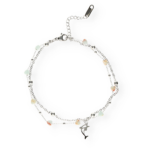 Stainless steel anklets stone heart Silver-Blue