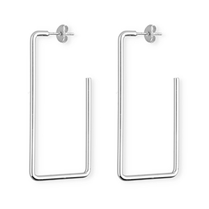 Stainless steel earrings&nbsp;/&nbsp;earpins rectangle Silver