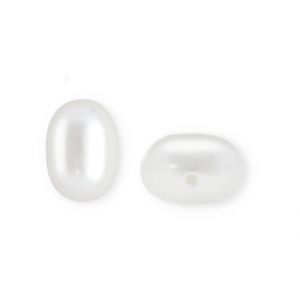 Imitation freshwater pearls oval vertical threading hole White