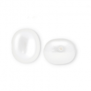 Imitation freshwater pearls oval vertical threading hole White