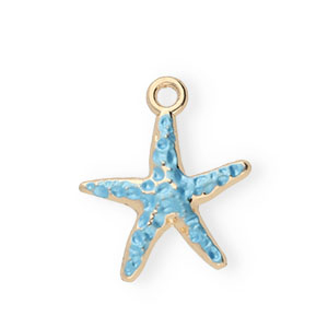 Metal charms enamel starfish Gold-Light Blue