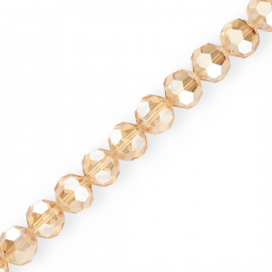 Round top faceted beads 14 mm Beige-Pearl Shine Coating