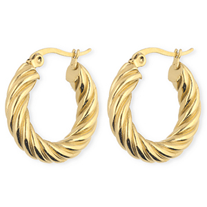 BY31&reg; Stainless steel earrings / creoles twisted Gold