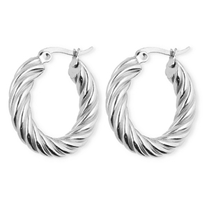 BY31&reg; Stainless steel earrings / creoles twisted Silver