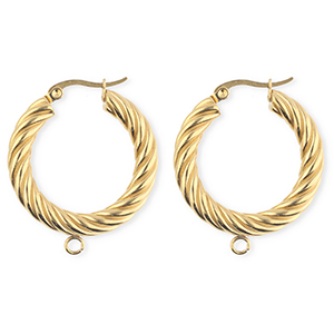 BY31&reg; Stainless Steel findings earrings&nbsp;/&nbsp;creoles twisted with loop Gold