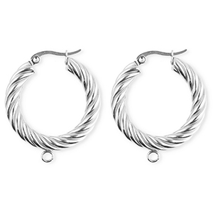BY31&reg; Stainless Steel findings earrings&nbsp;/&nbsp;creoles twisted with loop Silver