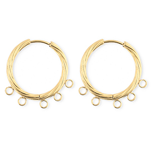 BY31&reg; Stainless Steel findings earrings&nbsp;/&nbsp;creoles twisted with 5 loops Gold