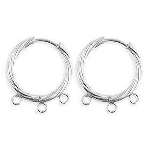 BY31&reg; Stainless Steel findings earrings&nbsp;/&nbsp;creoles twisted with 3 loops Silver
