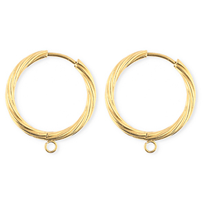 BY31&reg; Stainless Steel findings earrings&nbsp;/&nbsp;creoles twisted with loop Gold
