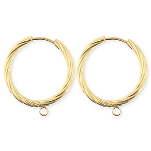 BY31&reg; Stainless Steel findings earrings&nbsp;/&nbsp;creoles twisted with loop Gold