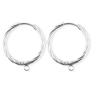 BY31&reg; Stainless Steel findings earrings&nbsp;/&nbsp;creoles twisted with loop Silver