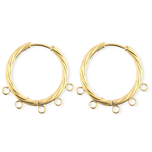 BY31&reg; Stainless Steel findings earrings&nbsp;/&nbsp;creoles twisted with 5 loops Gold