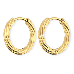 BY31&reg; Stainless steel earrings / creoles twisted Gold