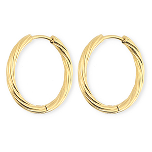 BY31&reg; Stainless steel earrings / creoles twisted Gold