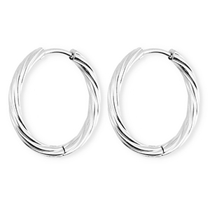 BY31&reg; Stainless steel earrings / creoles twisted Silver