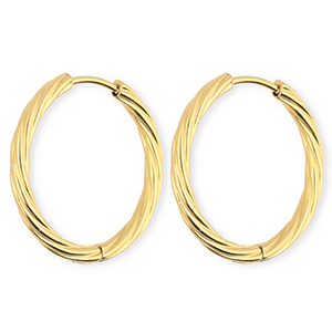 BY31&reg; Stainless steel earrings / creoles twisted Gold