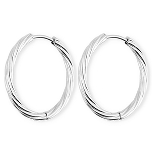 BY31&reg; Stainless steel earrings / creoles twisted Silver