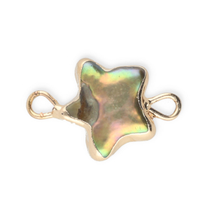 Imperfect freshwater pearls connector star Gold-Ocean Green