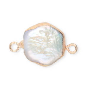 Imperfect freshwater pearls connector hexagon Gold-Natural White