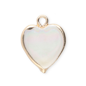 Imperfect freshwater pearls charm heart Gold-Natural White