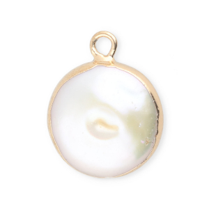 Imperfect freshwater pearls charm round Gold-Natural White