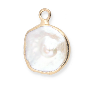 Imperfect freshwater pearls charm round Gold-Natural White