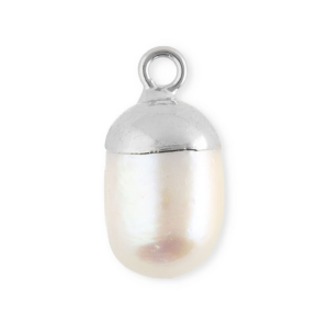 Imperfect freshwater pearls charm round Silver-Natural White
