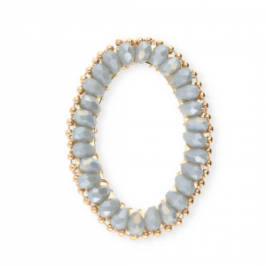 Top faceted charms oval Blue Grey AB-Gold