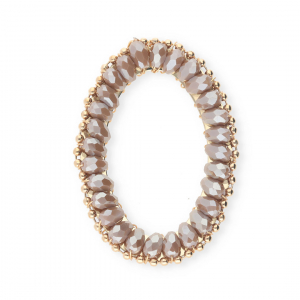Top faceted charms oval Taupe Brown-Pearl Shine Coating-Gold