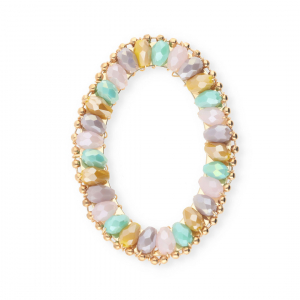 Top faceted charms oval Multicolour AB-Gold