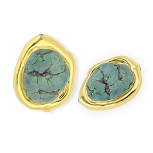 Statement Natural stone beads Howlite organic Gold-Green