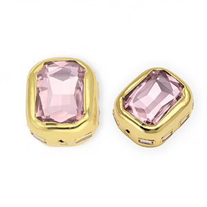 Statement beads rectangle faceted Gold-Pink