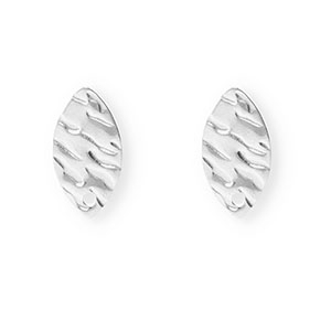 Stainless Steel findings earrings / earpins oval with loop Silver