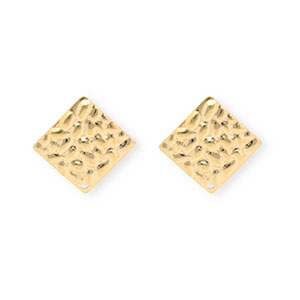Stainless Steel findings earrings / earpins square with loop Gold